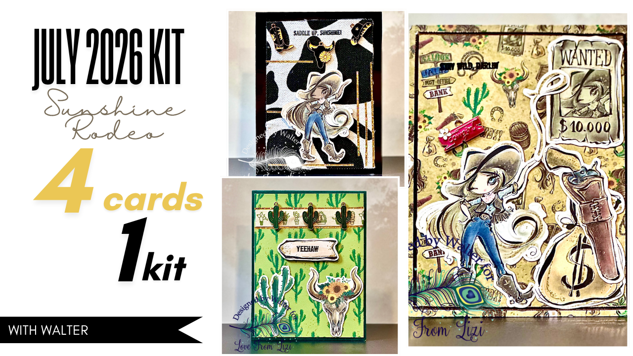 4 Cards | 1 Kit | July 2026 Sunshine Rodeo Card Kit with Walter | Love from Lizi