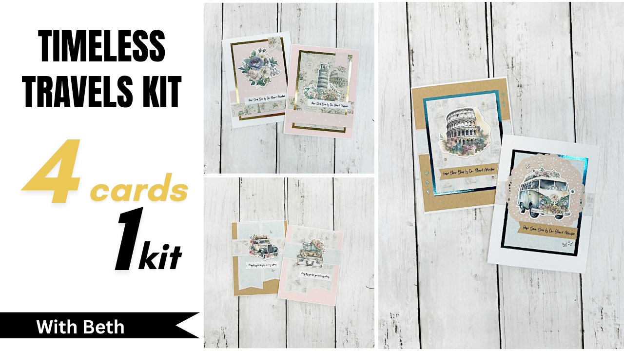 4 Cards 1 Kit | August 2026 Timeless Travel kit with Bourbon Creek Crafts