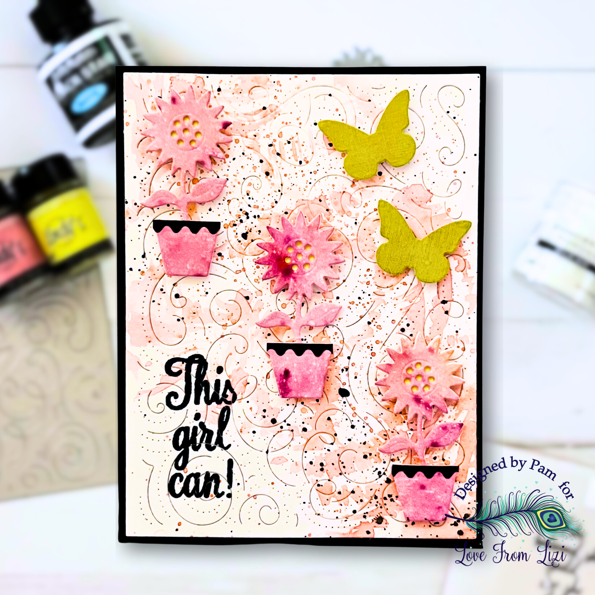 This Girl Can! – A Mixed Media Floral Card