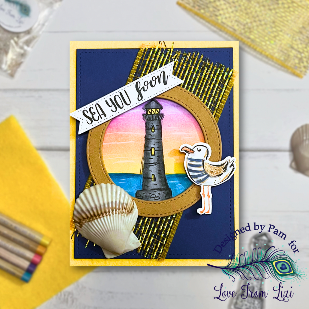 Sea Inspired Greetings: A Mixed Media Porthole Card with Sunset Magic