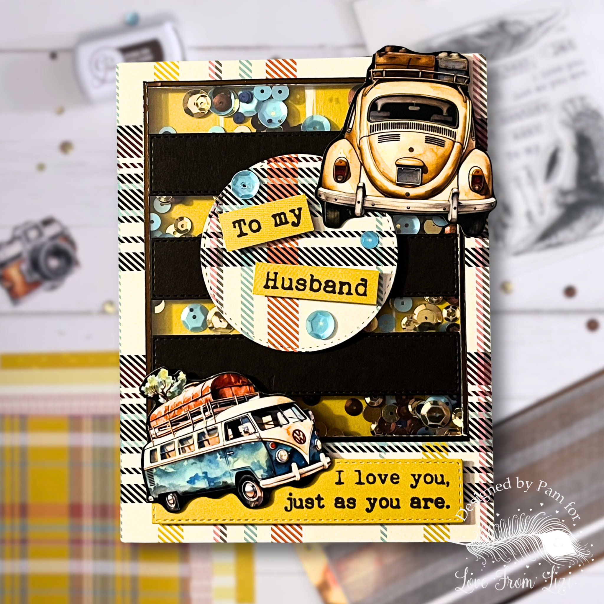 A Shaker Card for My VW-Loving Husband