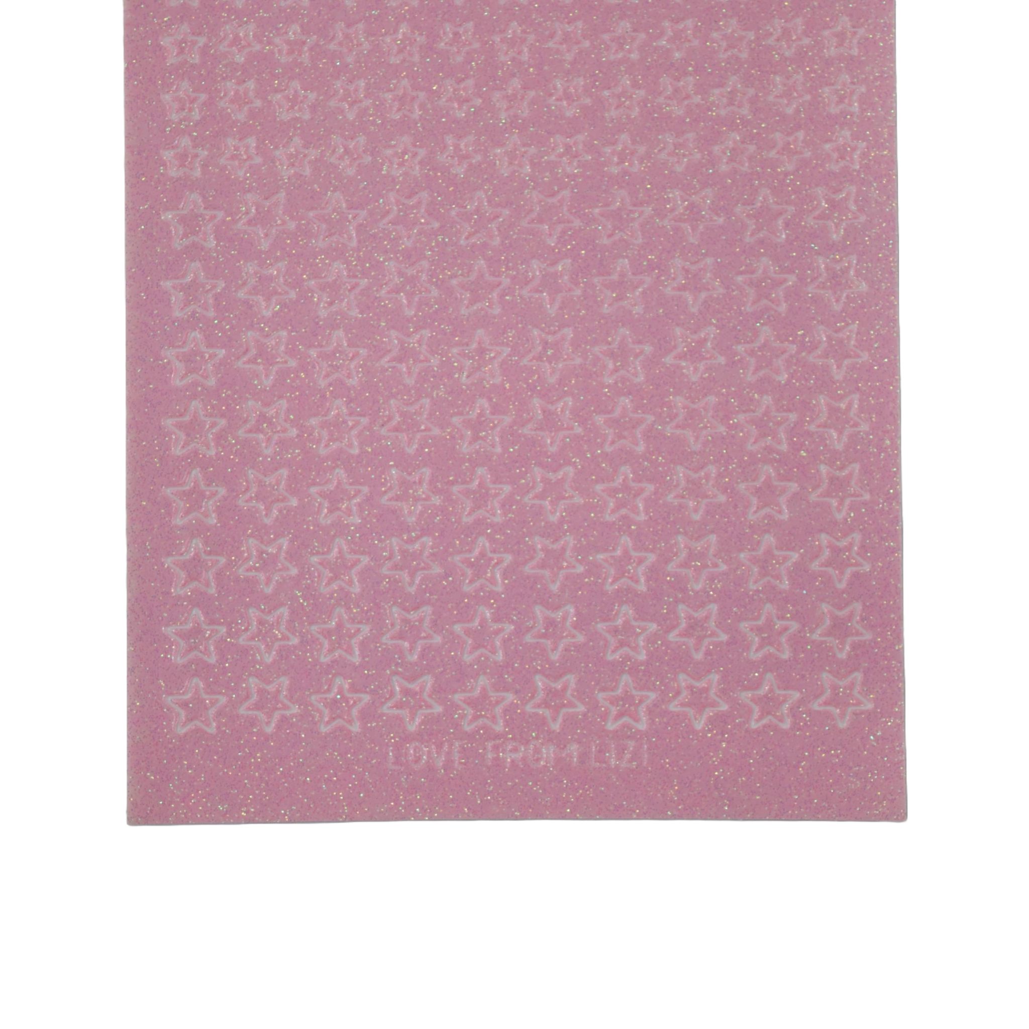 Mini Stars Pink Iridescent Glitter Peel-Off Stickers