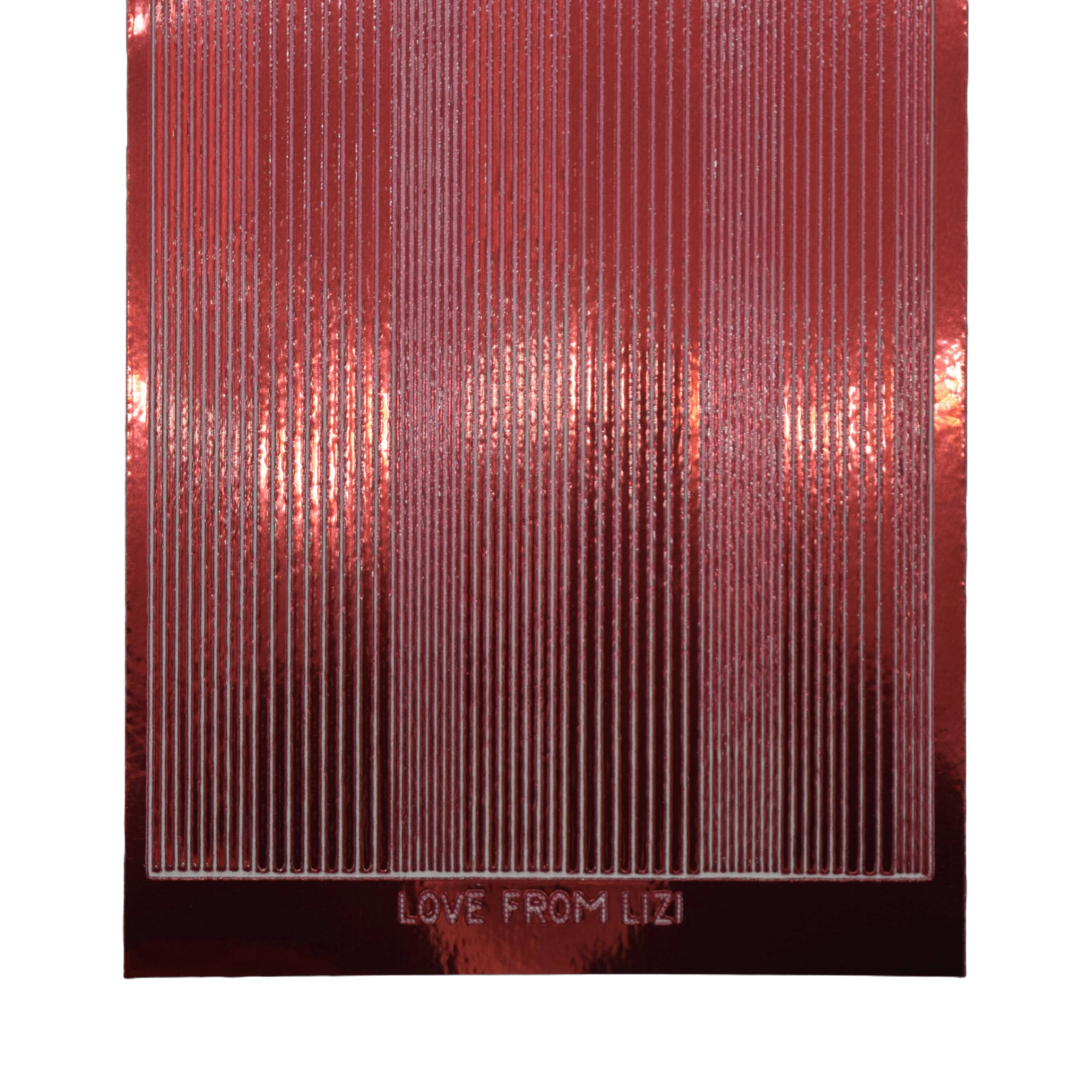 Pin Stripe Ruby Red Mirror Peel-Off Stickers