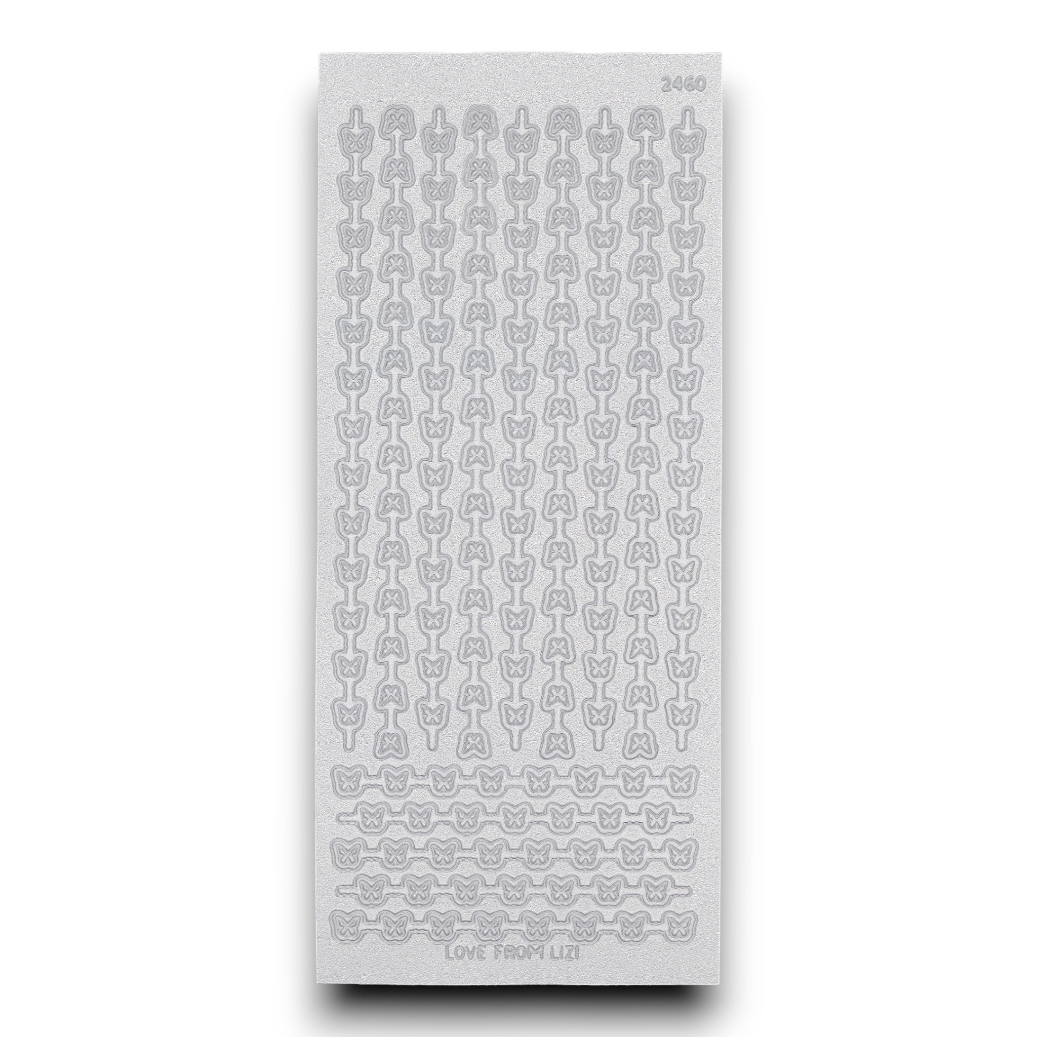 Butterfly Border Silver Moondust Peel-Off Stickers