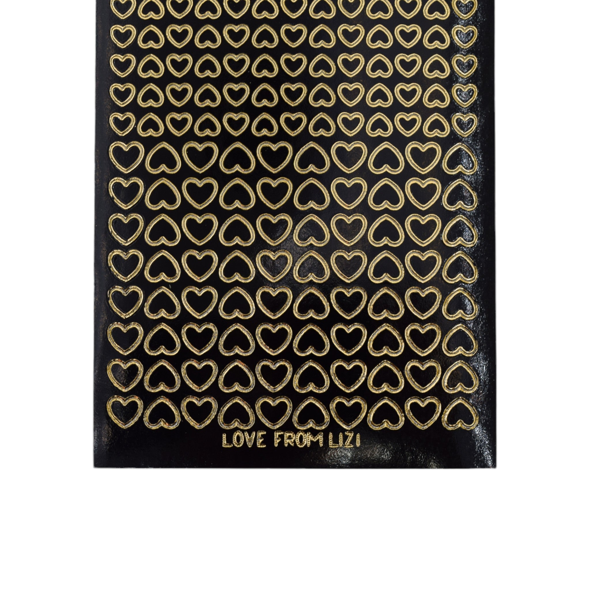 Mini Heart Black With Gold Finish Peel-Off Stickers