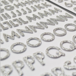 Silver Glitter Alphabet 3D Foam Thicker Stickers