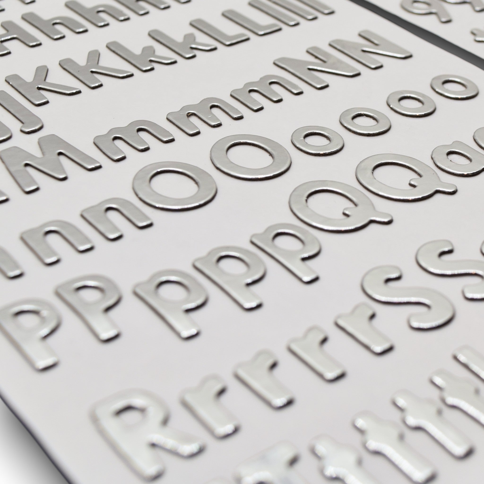 Silver Mirror Alphabet 3D Thicker Stickers