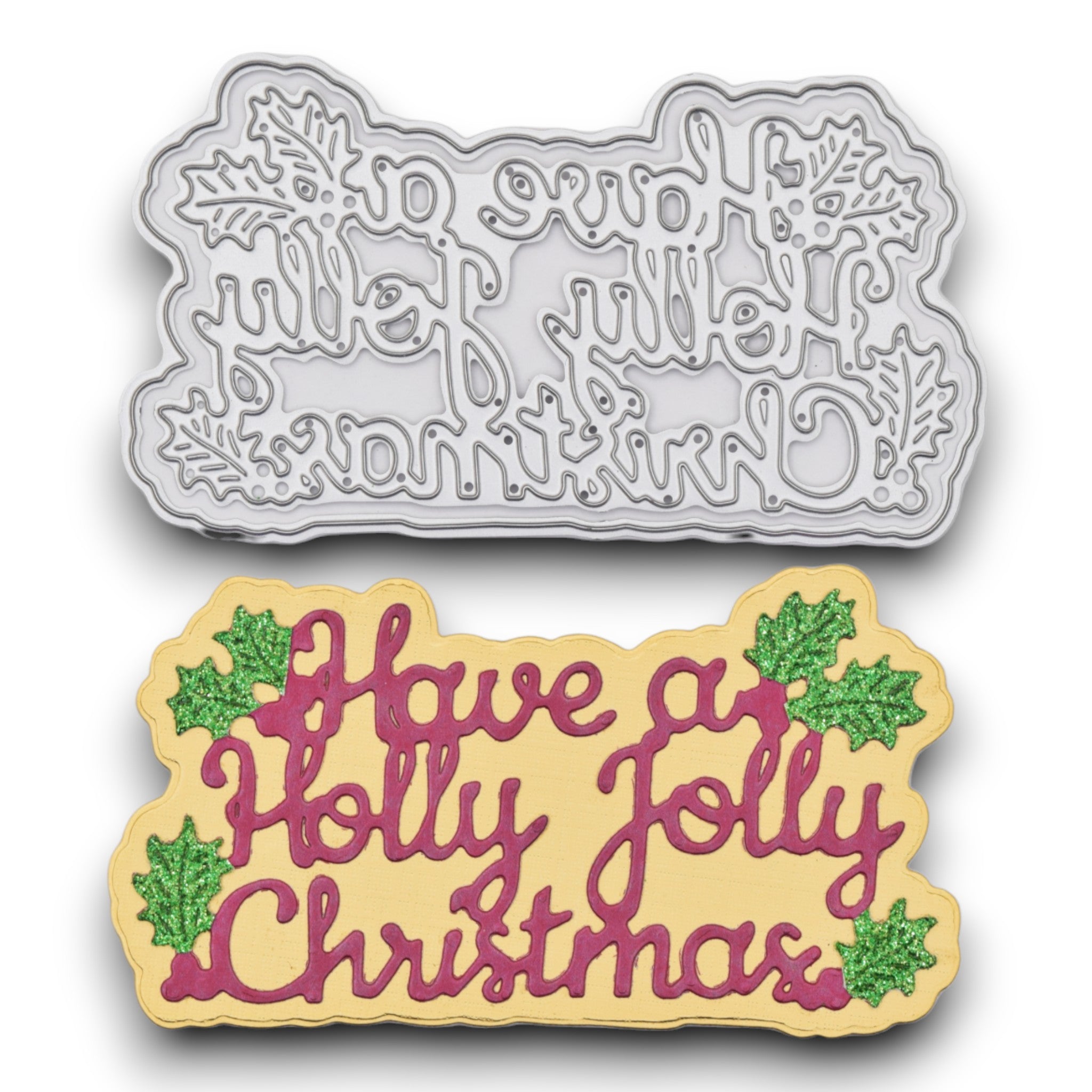 Holly Jolly Christmas 2 piece - Steel Cutting Die