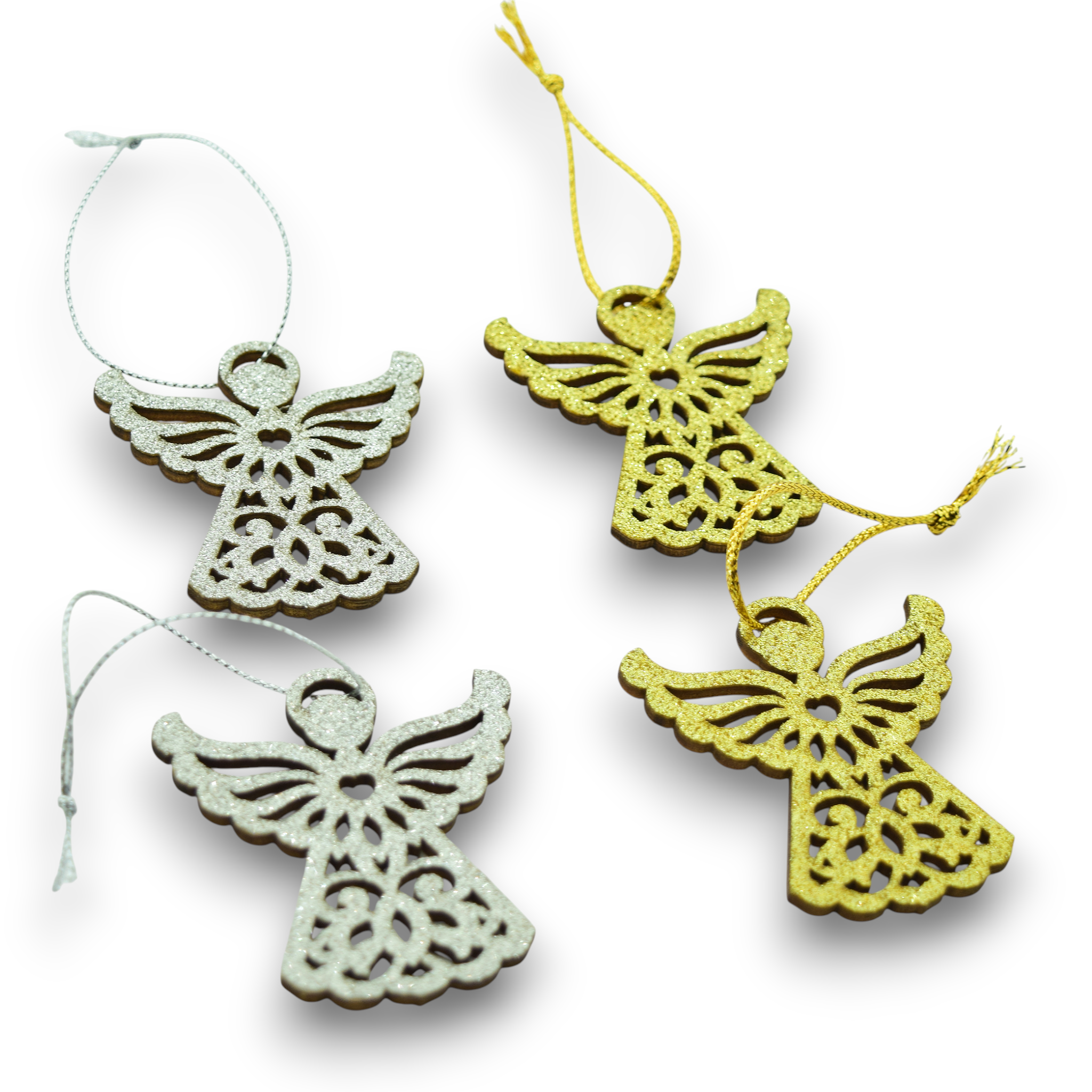 Glittered Angels - Wooden Pieces