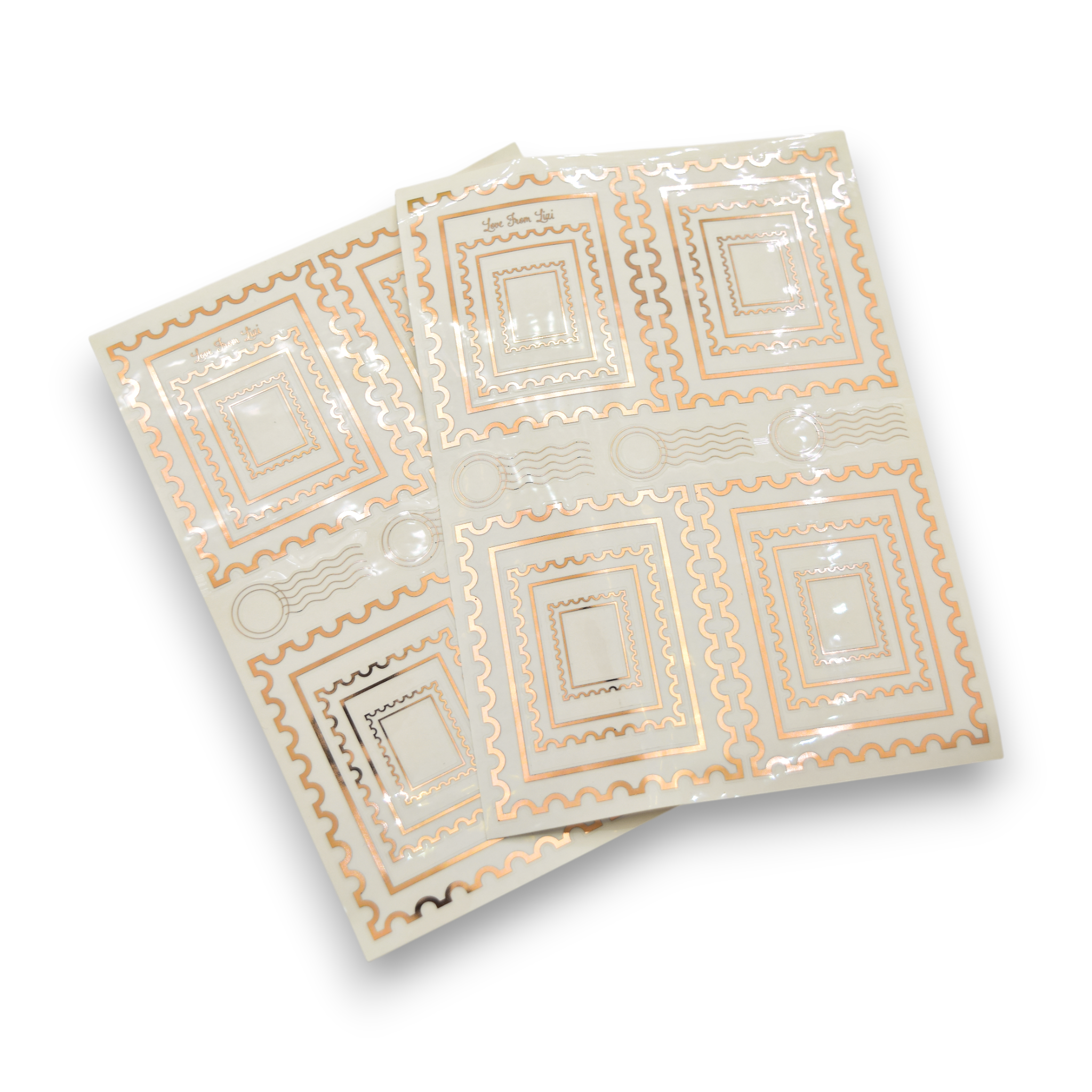 Postage Stickers Rose Gold - 6x8 Sticker Sheets