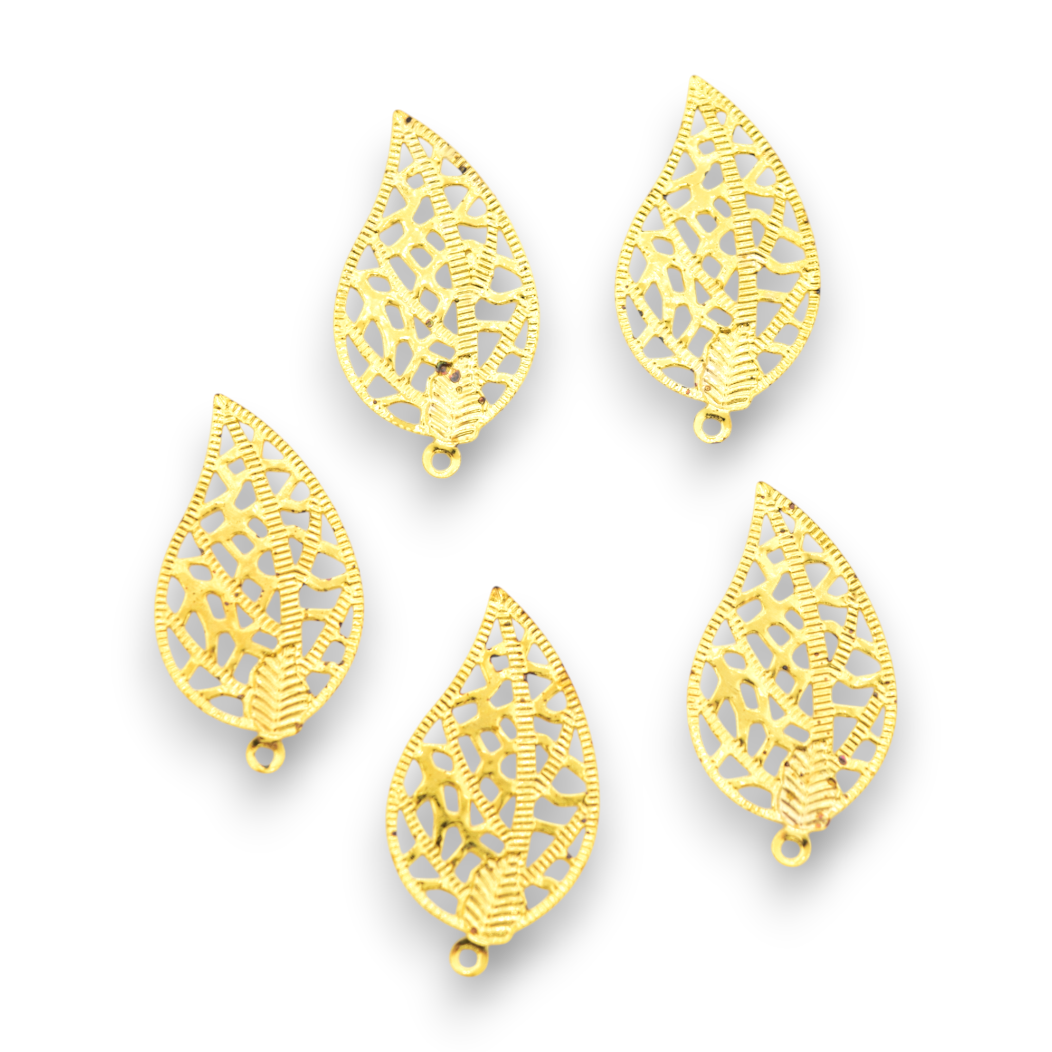 Gold Embossed Leaves - Pendants