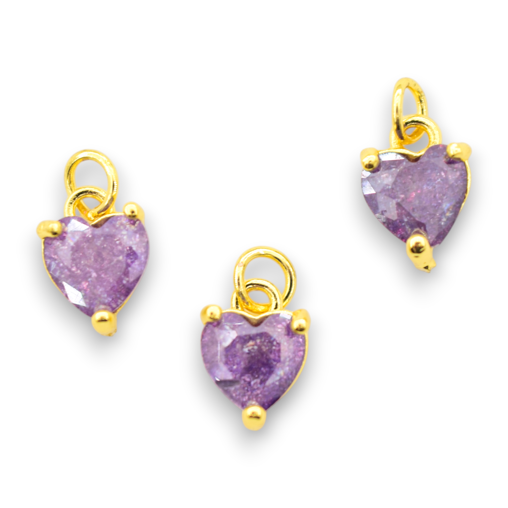 Sparkle Amethyst Heart - Charms