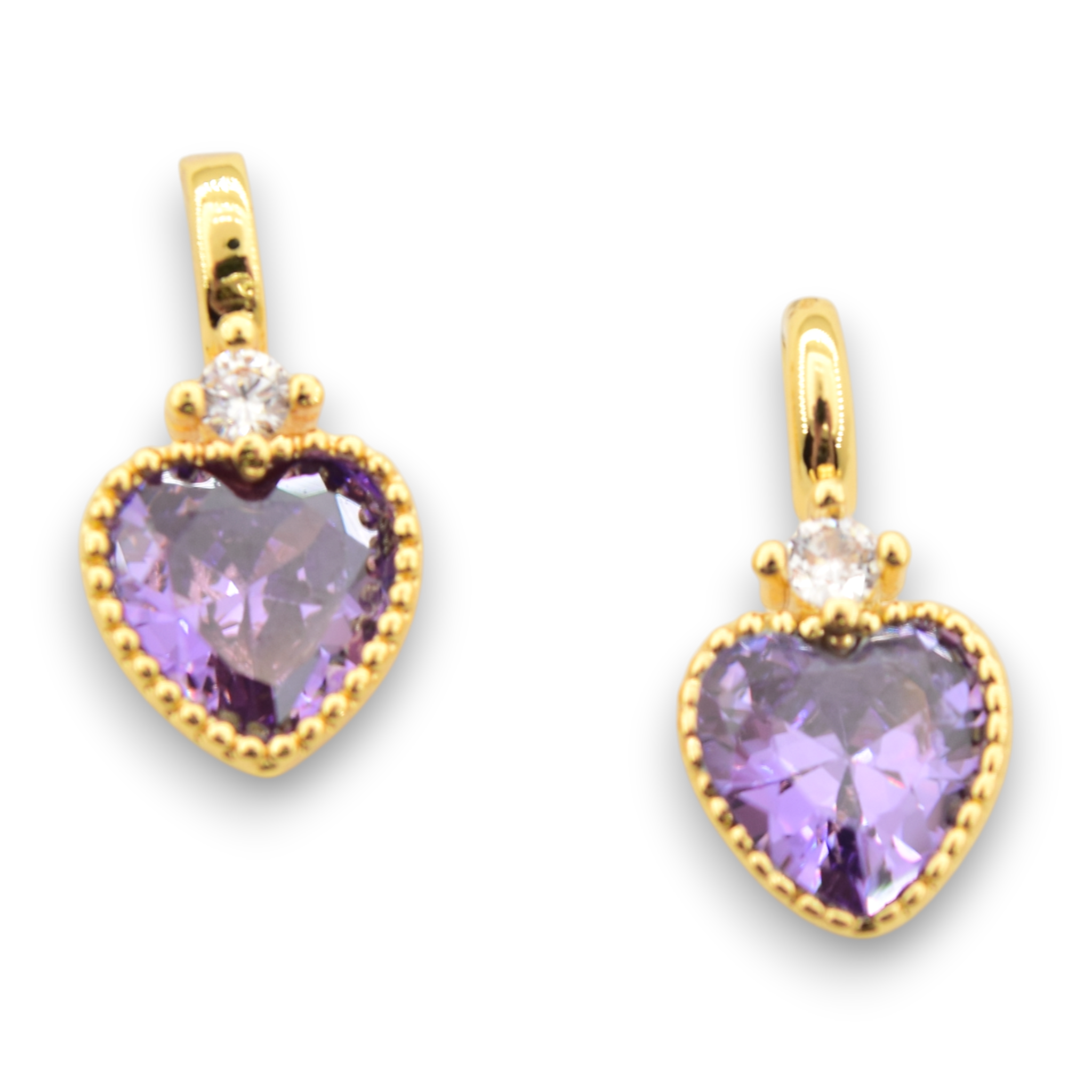 The Secret Garden Amethyst & Diamond Heart - Charms