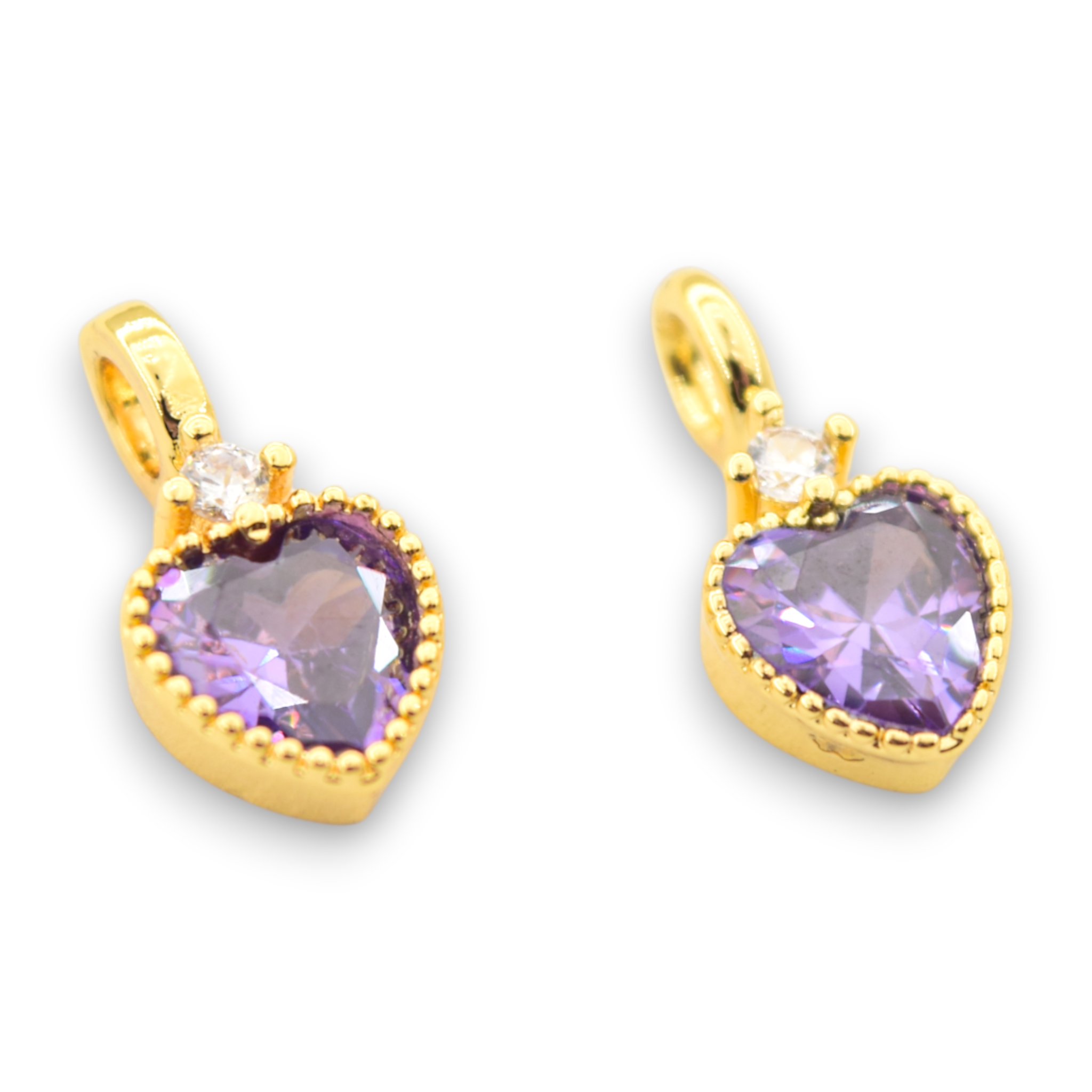 The Secret Garden Amethyst & Diamond Heart - Charms