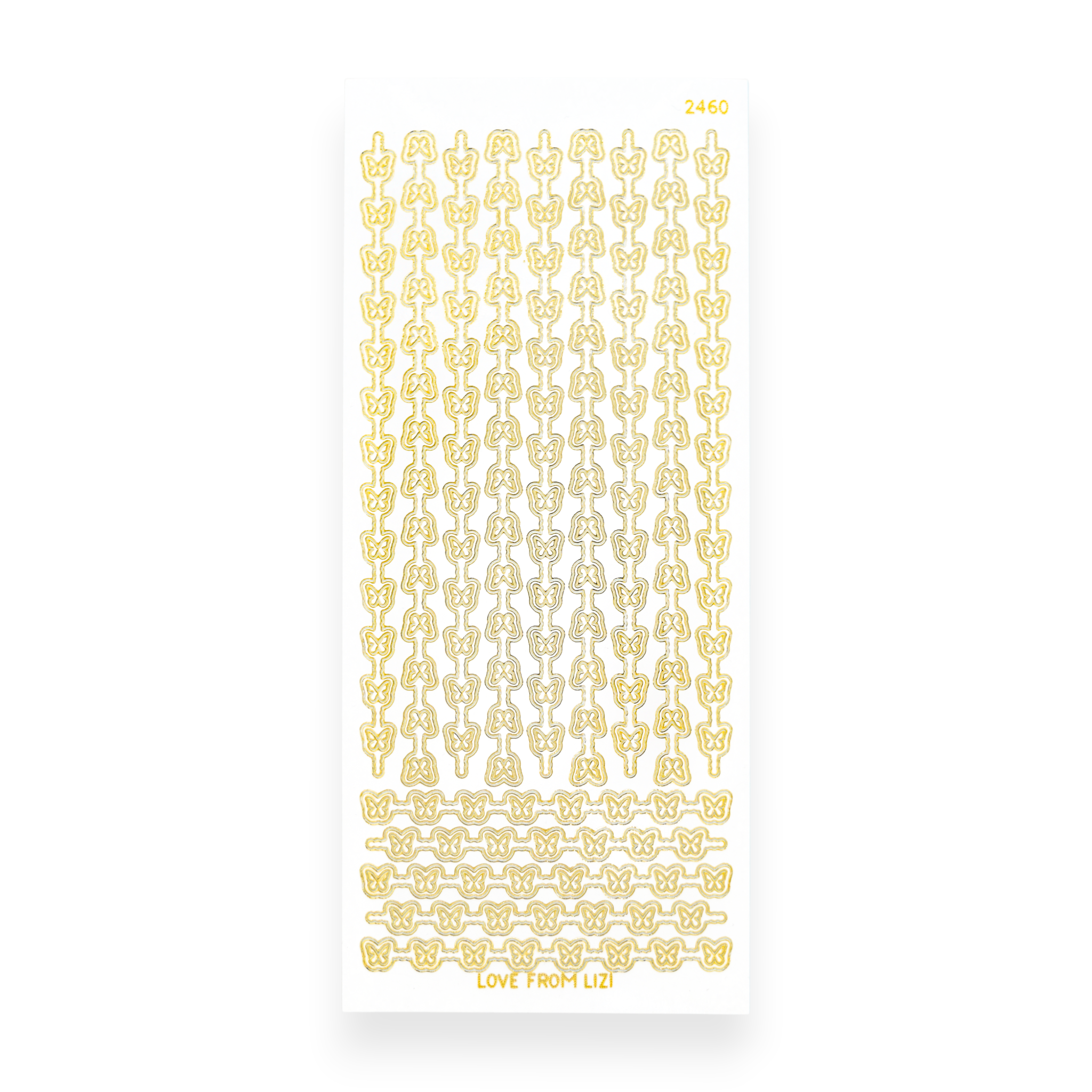 Butterfly Border White With Gold Finish Peel-Off Stickers