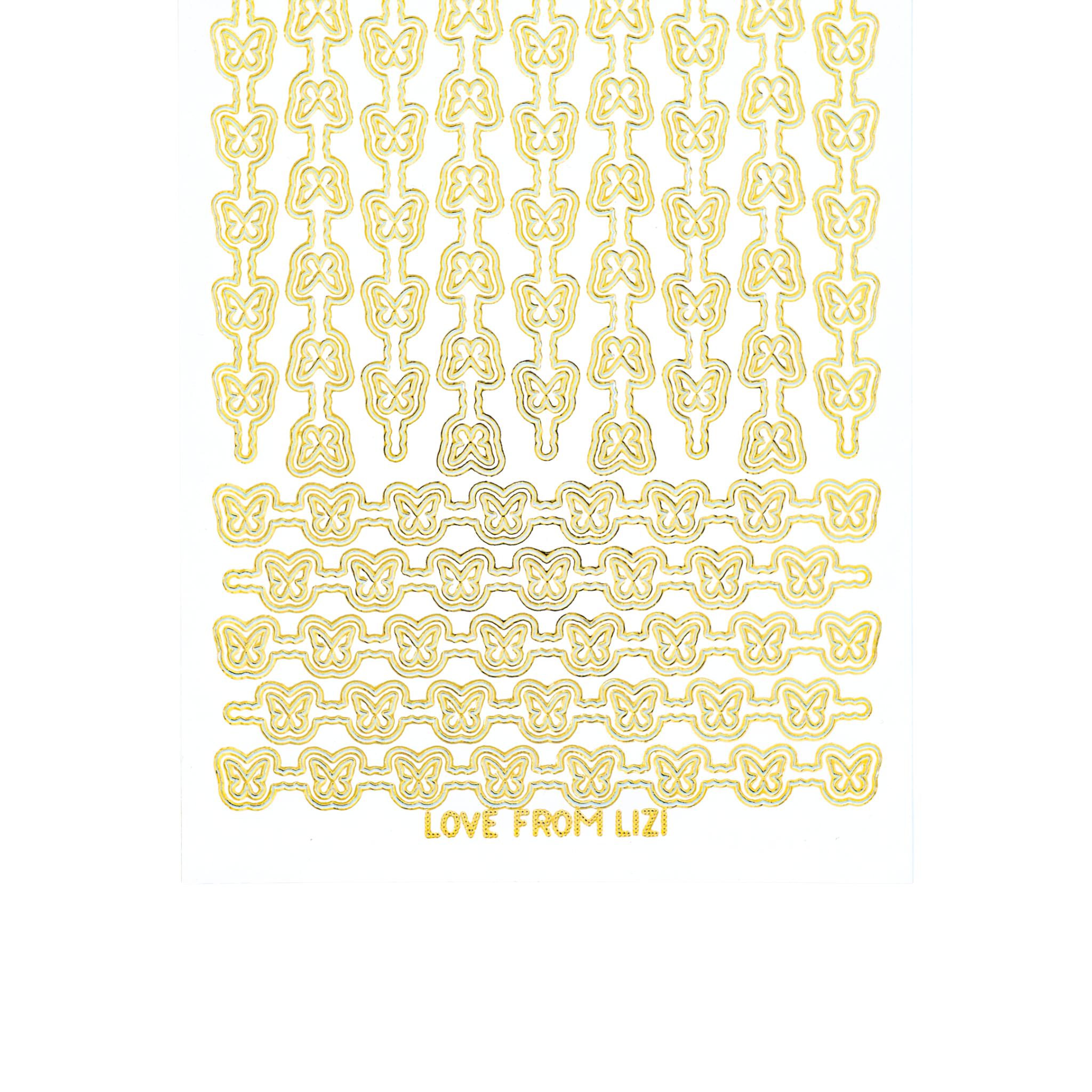 Butterfly Border White With Gold Finish Peel-Off Stickers