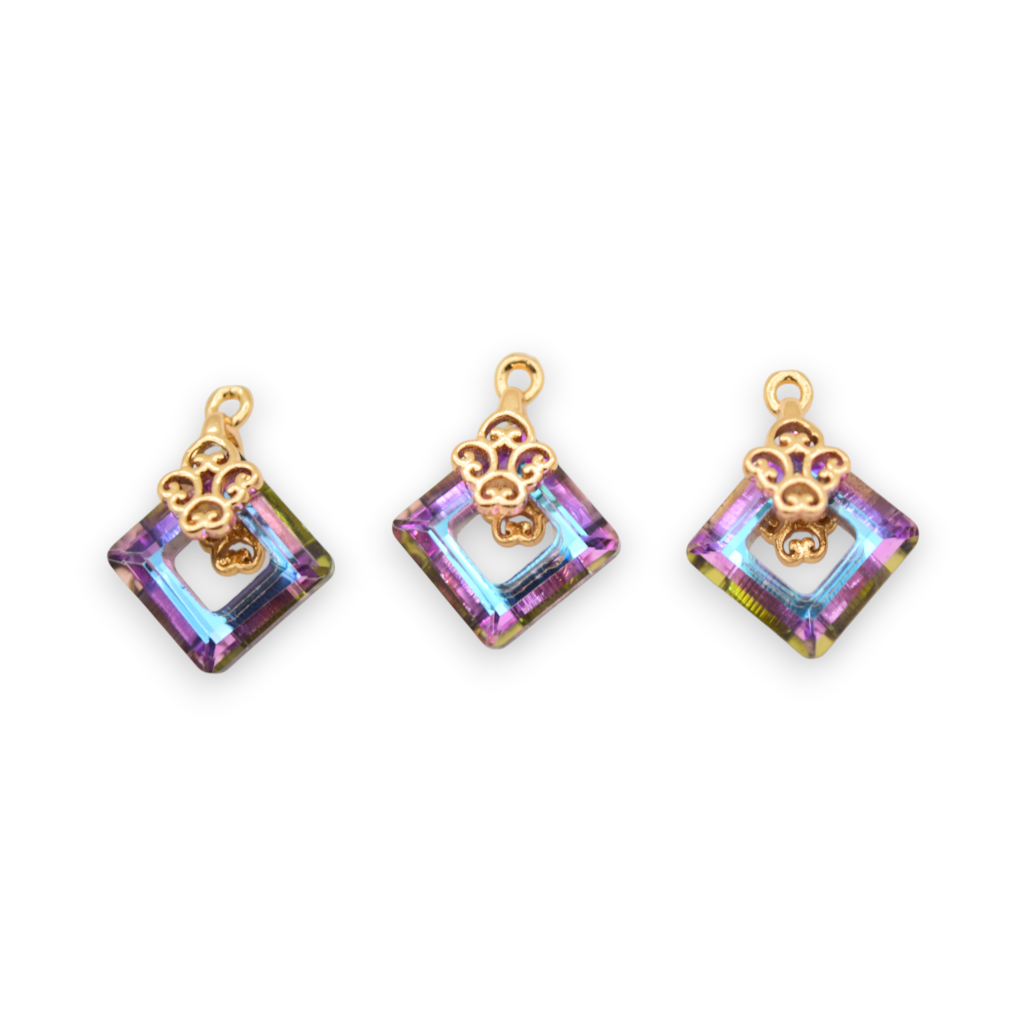 The Secret Garden Geo Crystal - Gold Plated Charms