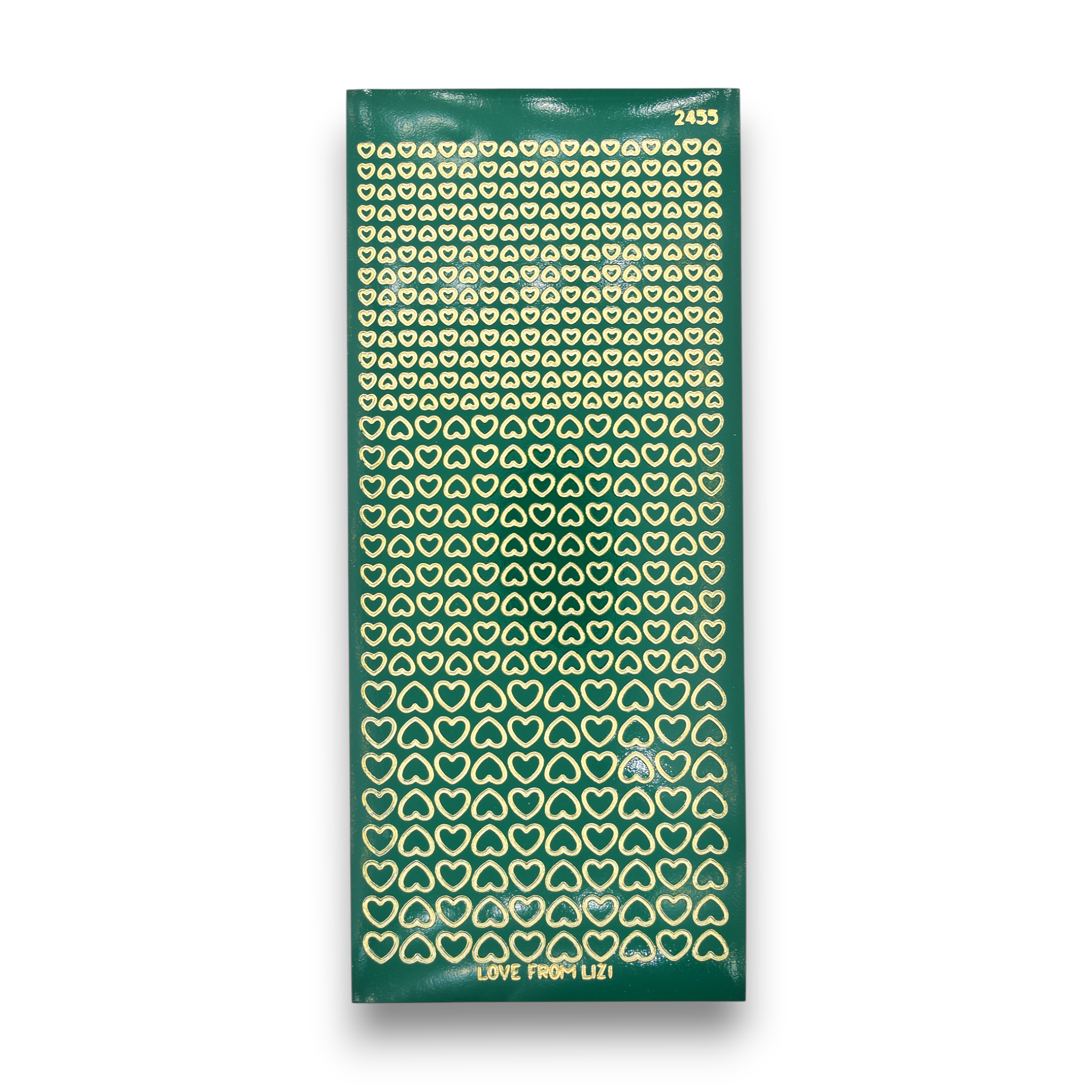 Mini Heart Green With Gold Finish Peel-Off Stickers
