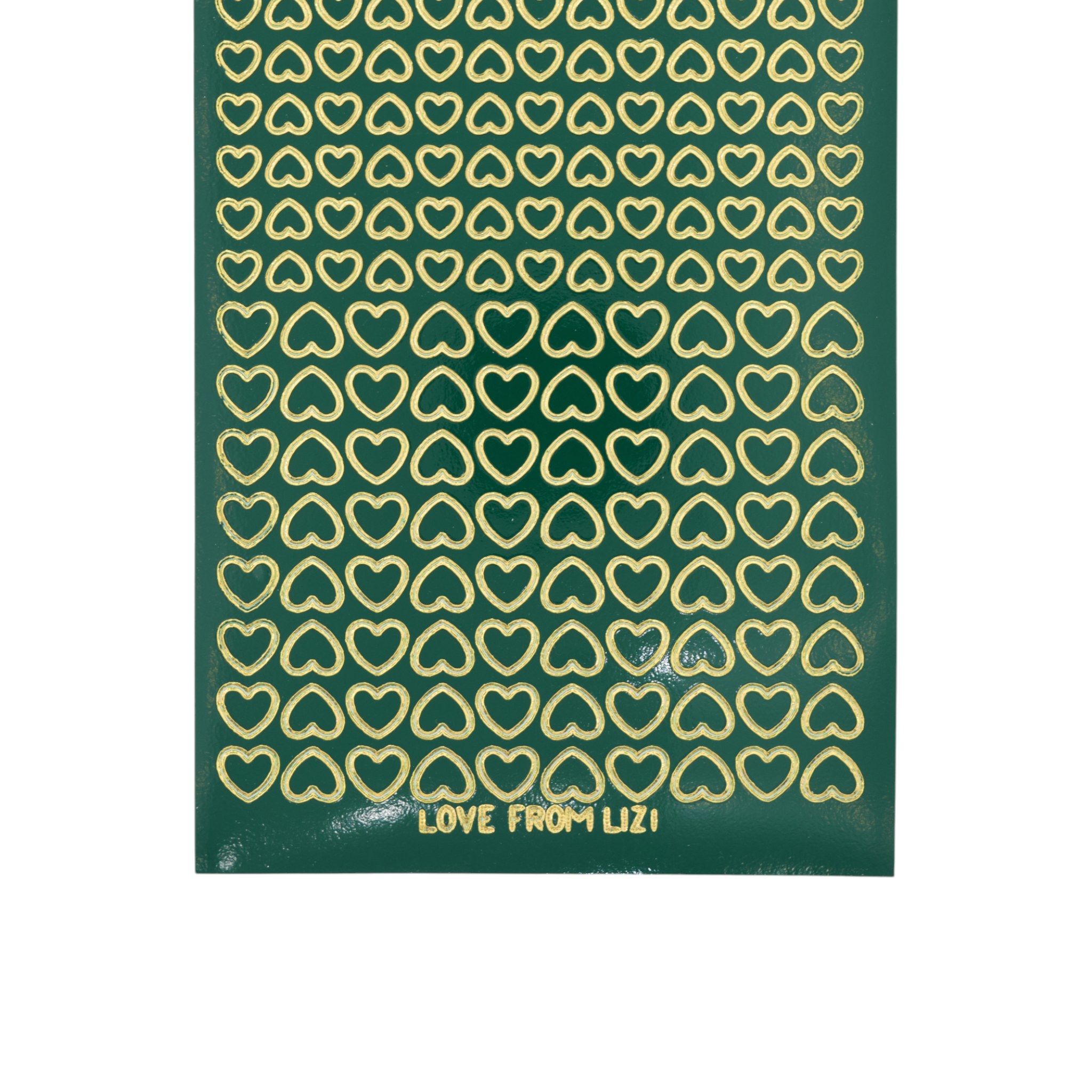 Mini Heart Green With Gold Finish Peel-Off Stickers