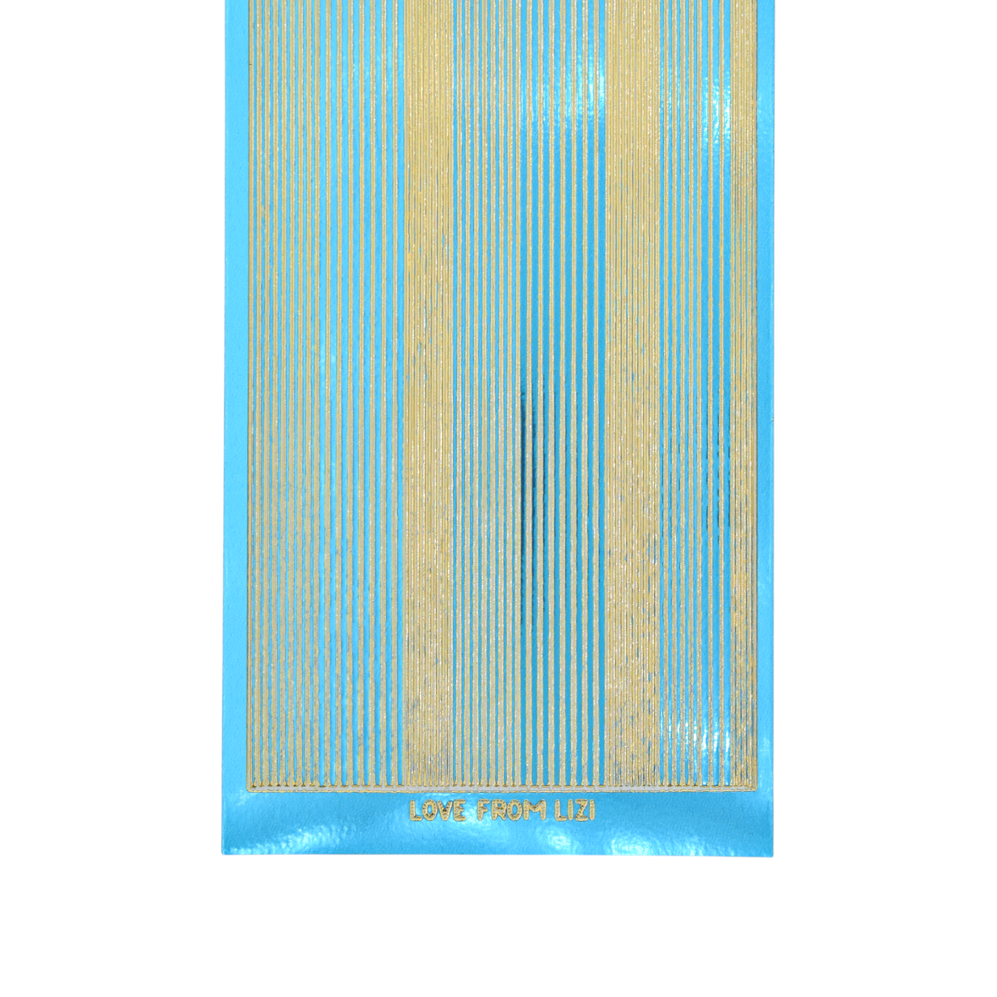 Pin Stripe Denim Blue Mirror with Gold Finish Peel-Off Stickers