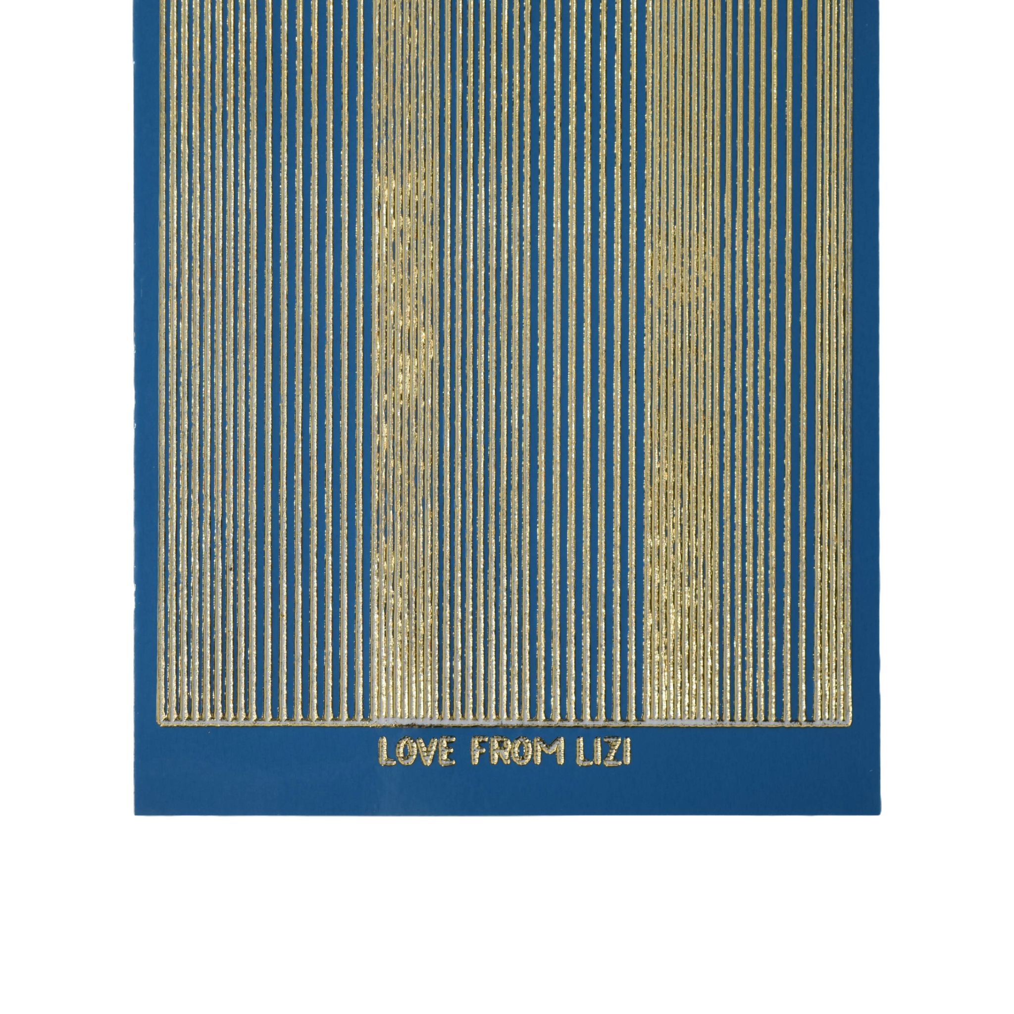 Pin Stripe Ocean Blue with Gold Finish Peel-Off Stickers