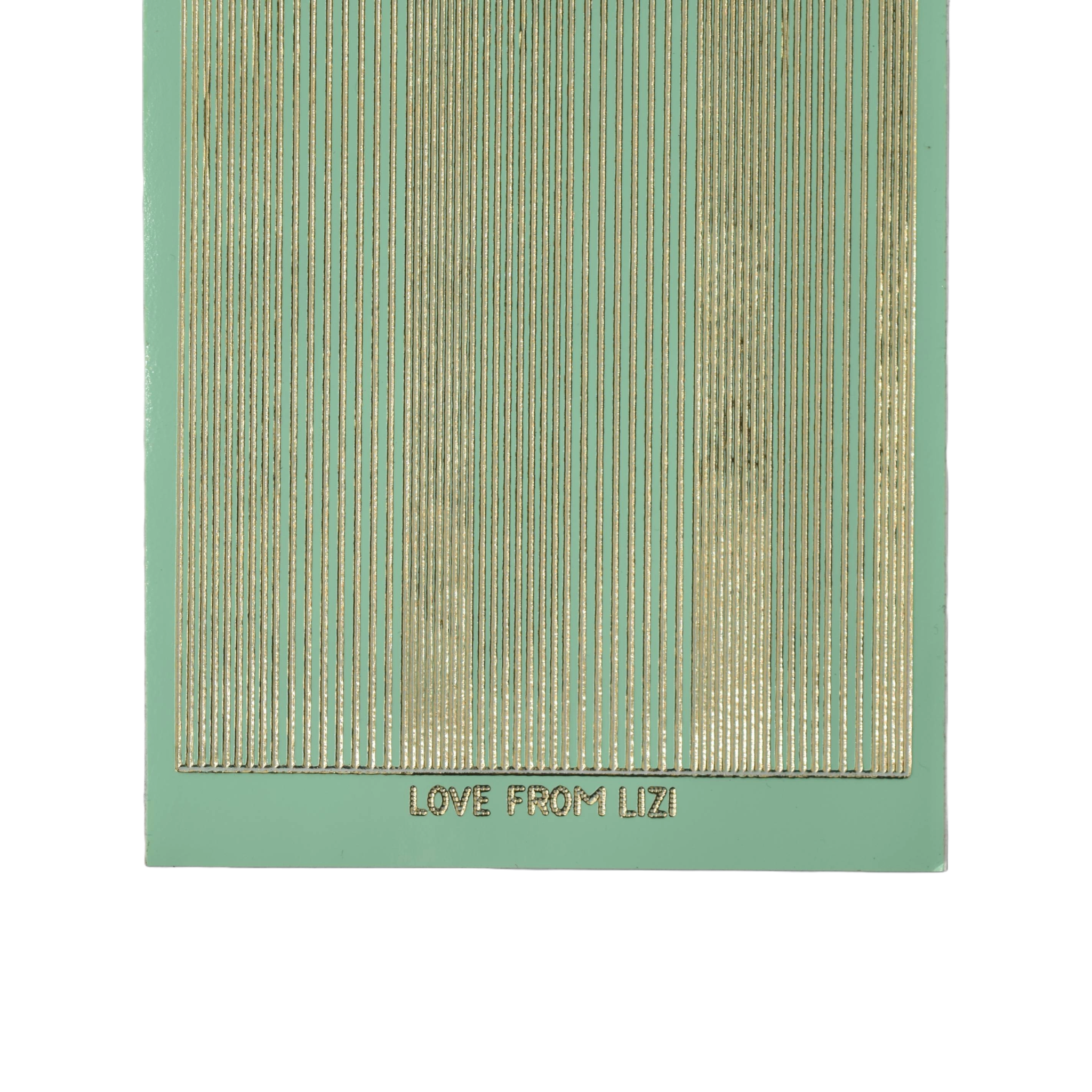 Pin Stripe Spearmint Green with Gold Finish Peel-Off Stickers