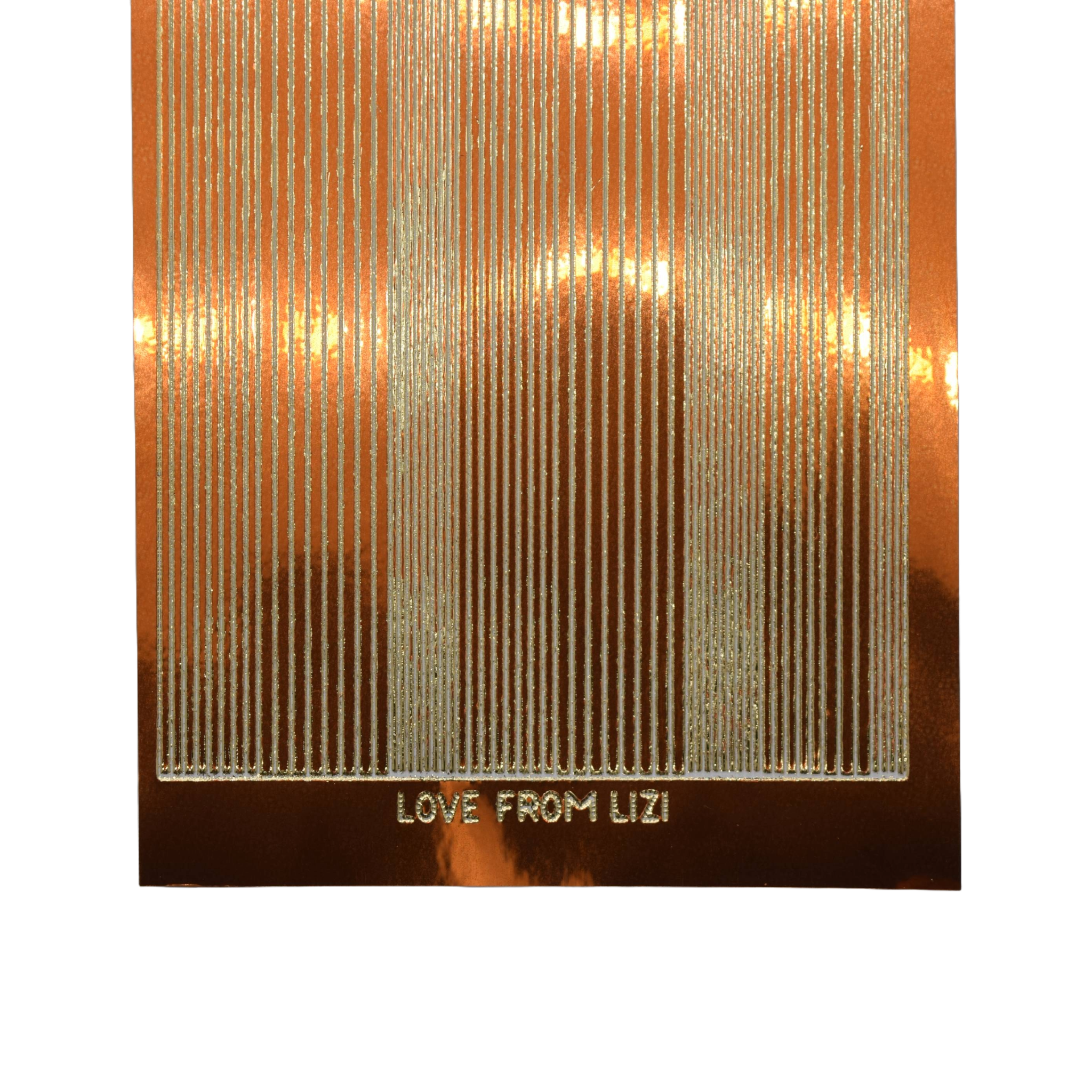 Pin Stripe Copper Mirror with Gold Finish Peel-Off Stickers