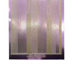 Pin Stripe Mauve Mirror with Gold Finish Peel-Off Stickers