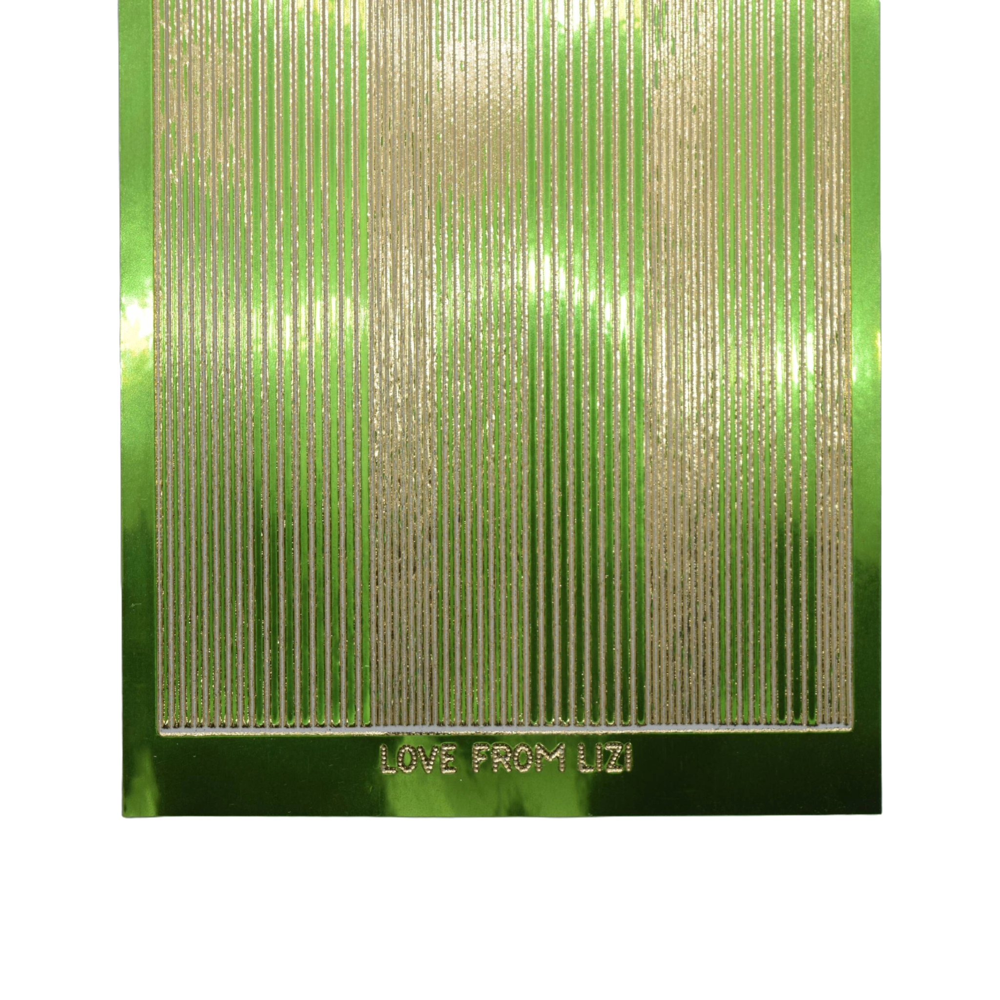 Pin Stripe Grass Green Mirror with Gold Finish Peel-Off Stickers