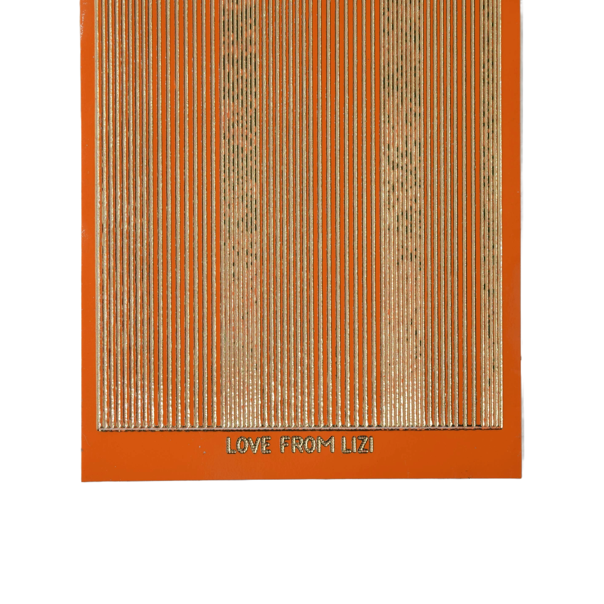 Pin Stripe Tangerine Orange with Gold Finish Peel-Off Stickers