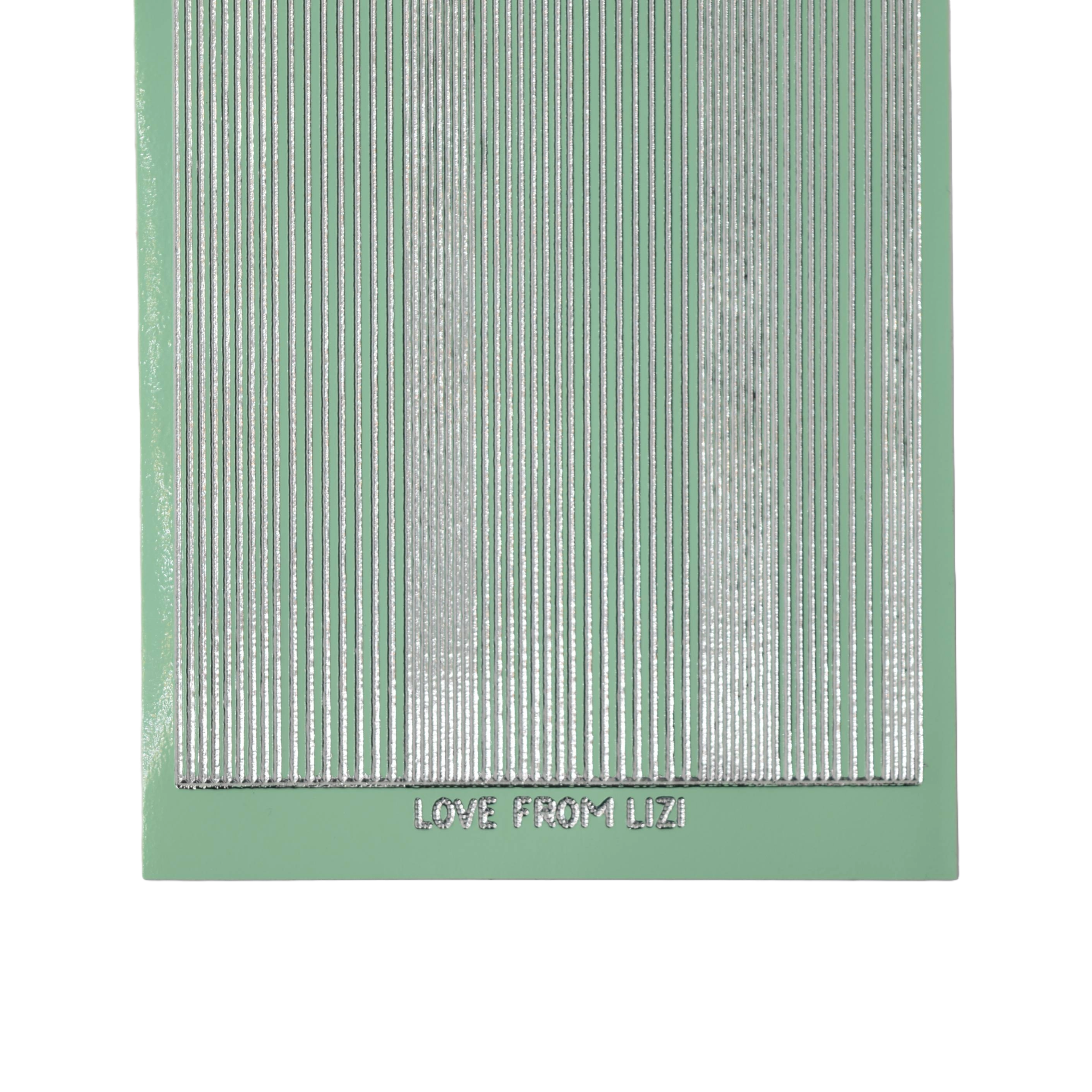 Pin Stripe Spearmint with Silver Finish Peel-Off Stickers