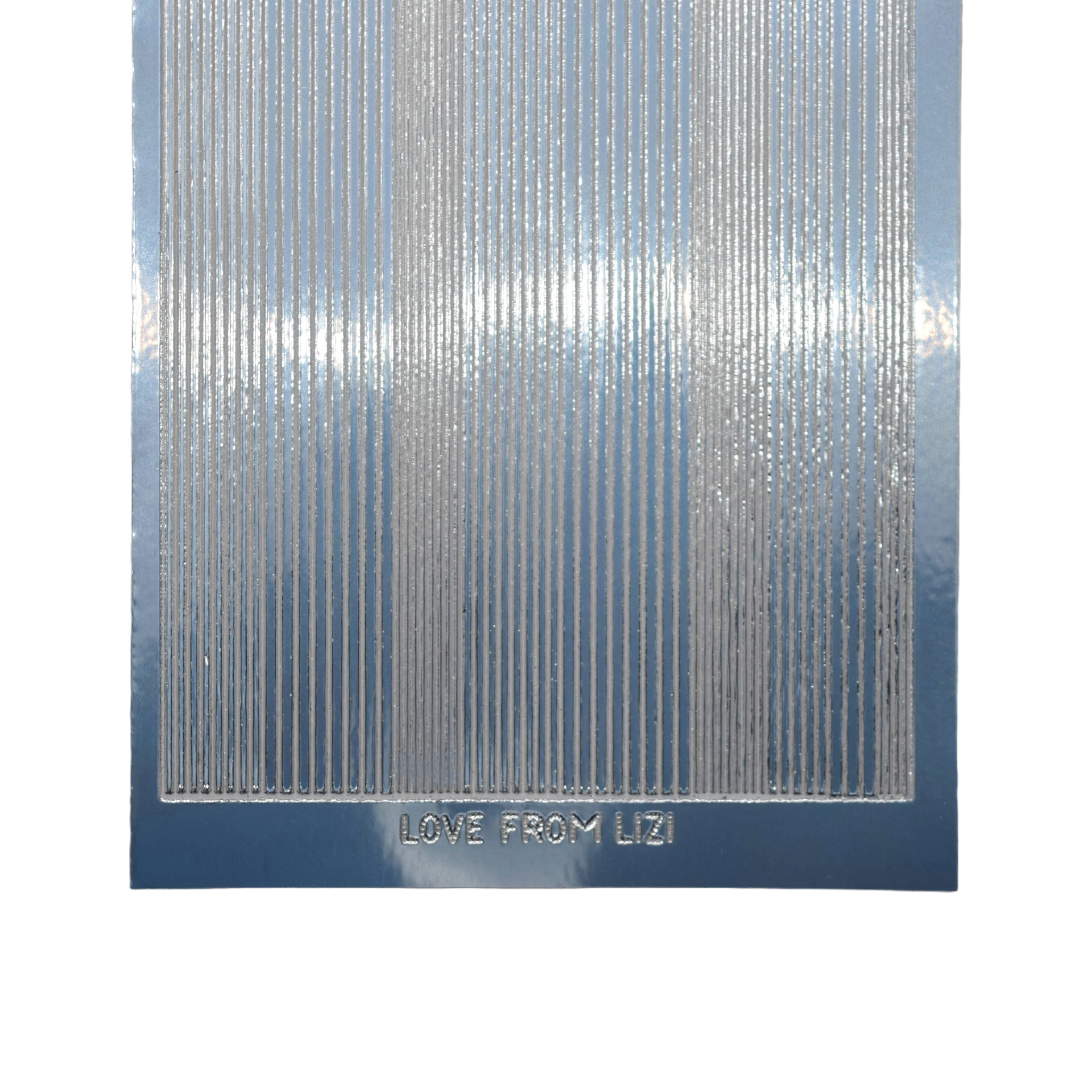 Pin Stripe Ice Blue Mirror with Silver Finish Peel-Off Stickers