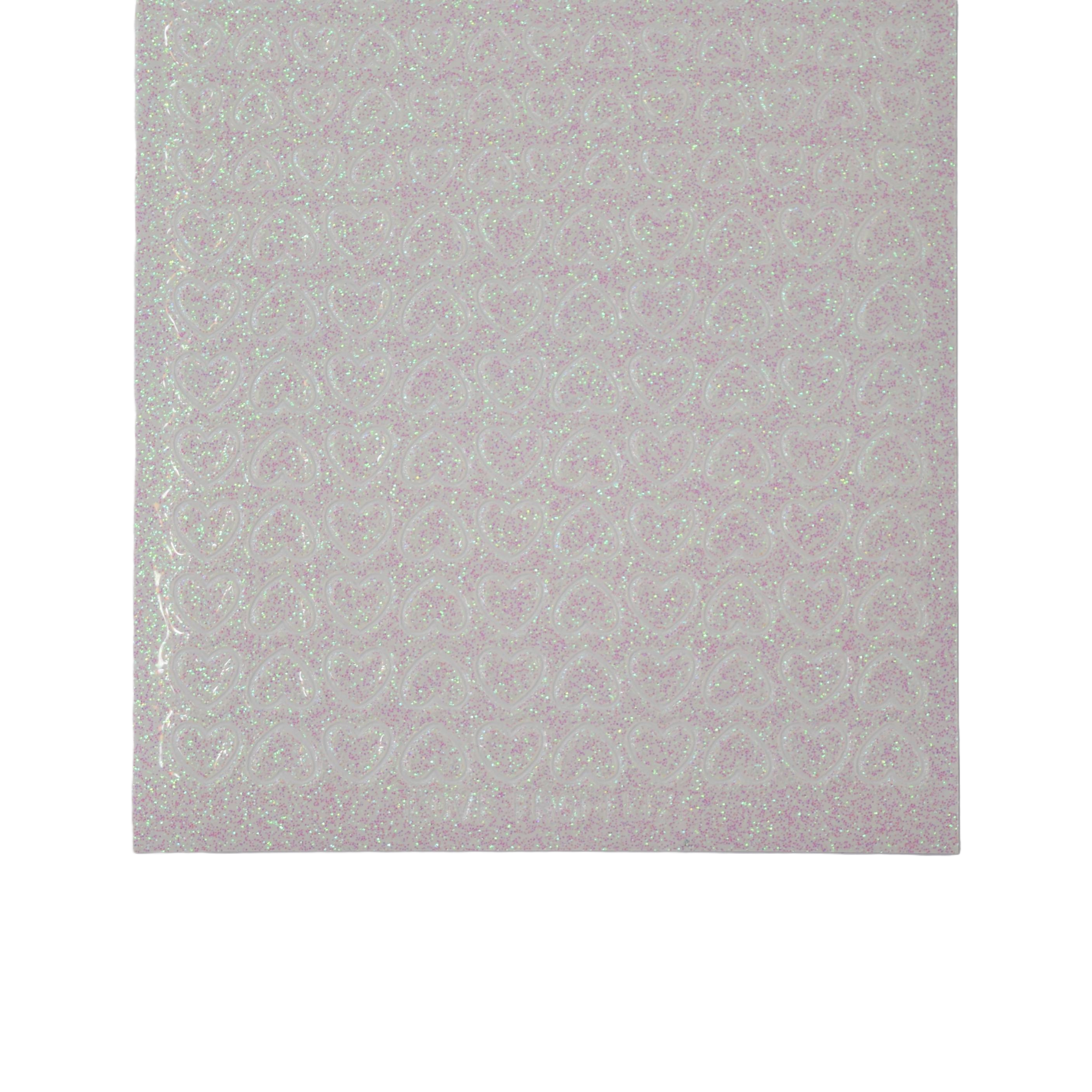 Mini Heart Clear Iridescent Glitter Peel-Off Stickers