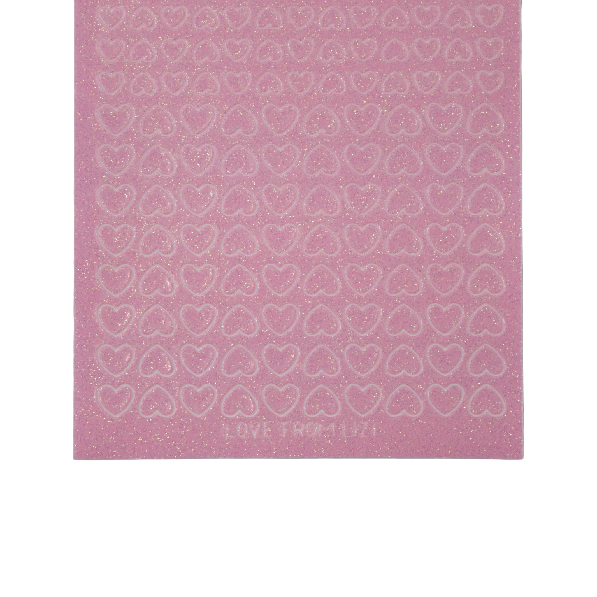 Mini Heart Pink Iridescent Glitter Peel-Off Stickers