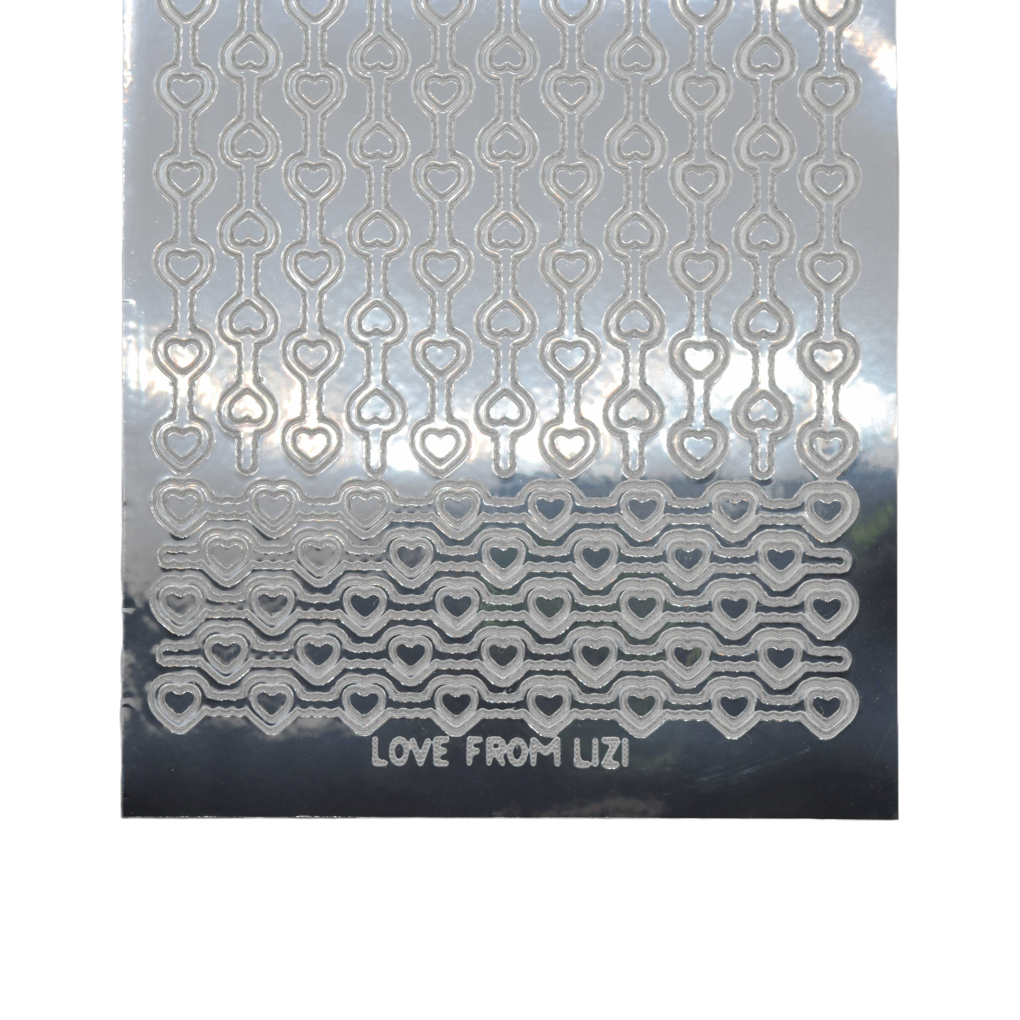 Heart Border Silver Mirror Peel-Off Stickers