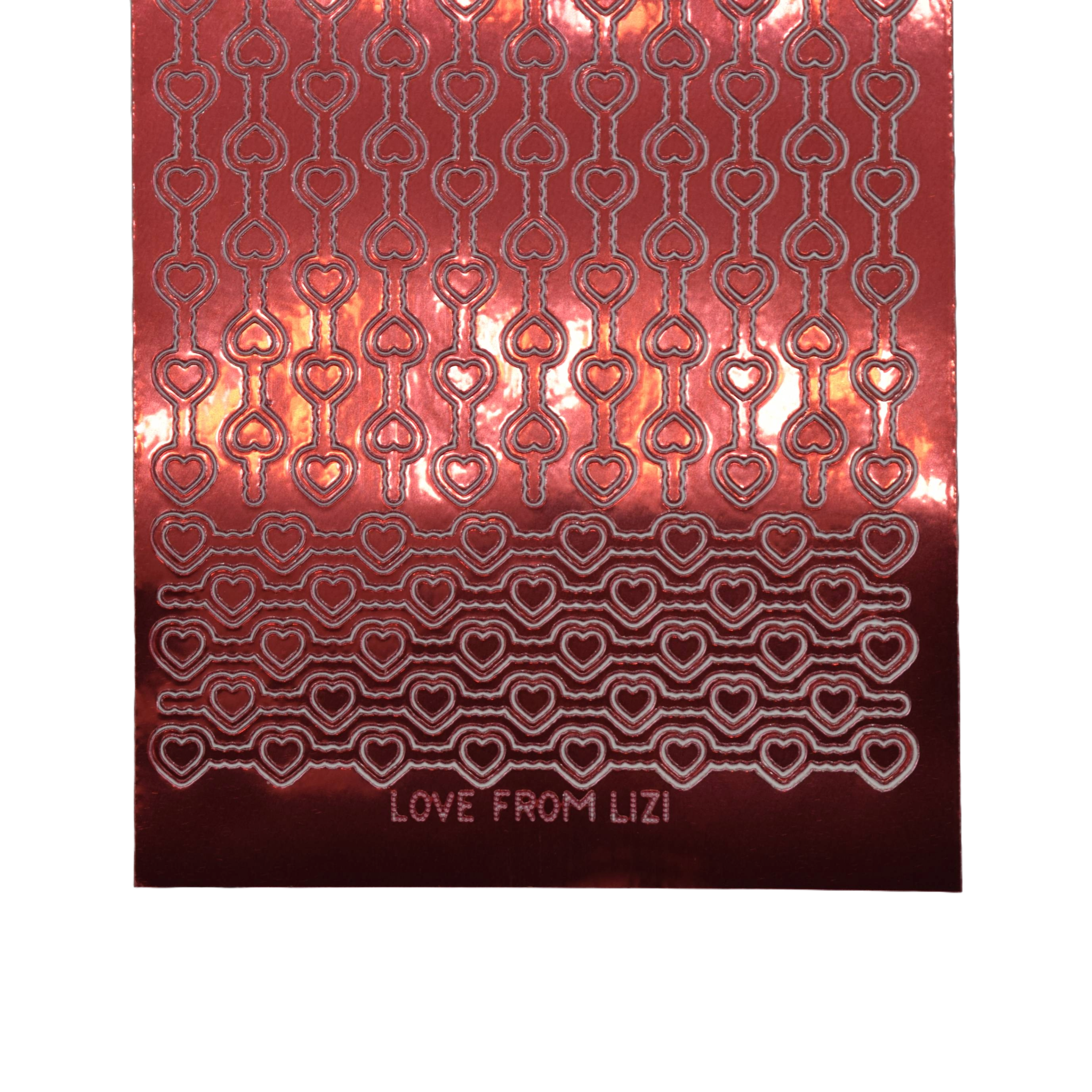 Heart Border Ruby Red Mirror Peel-Off Stickers