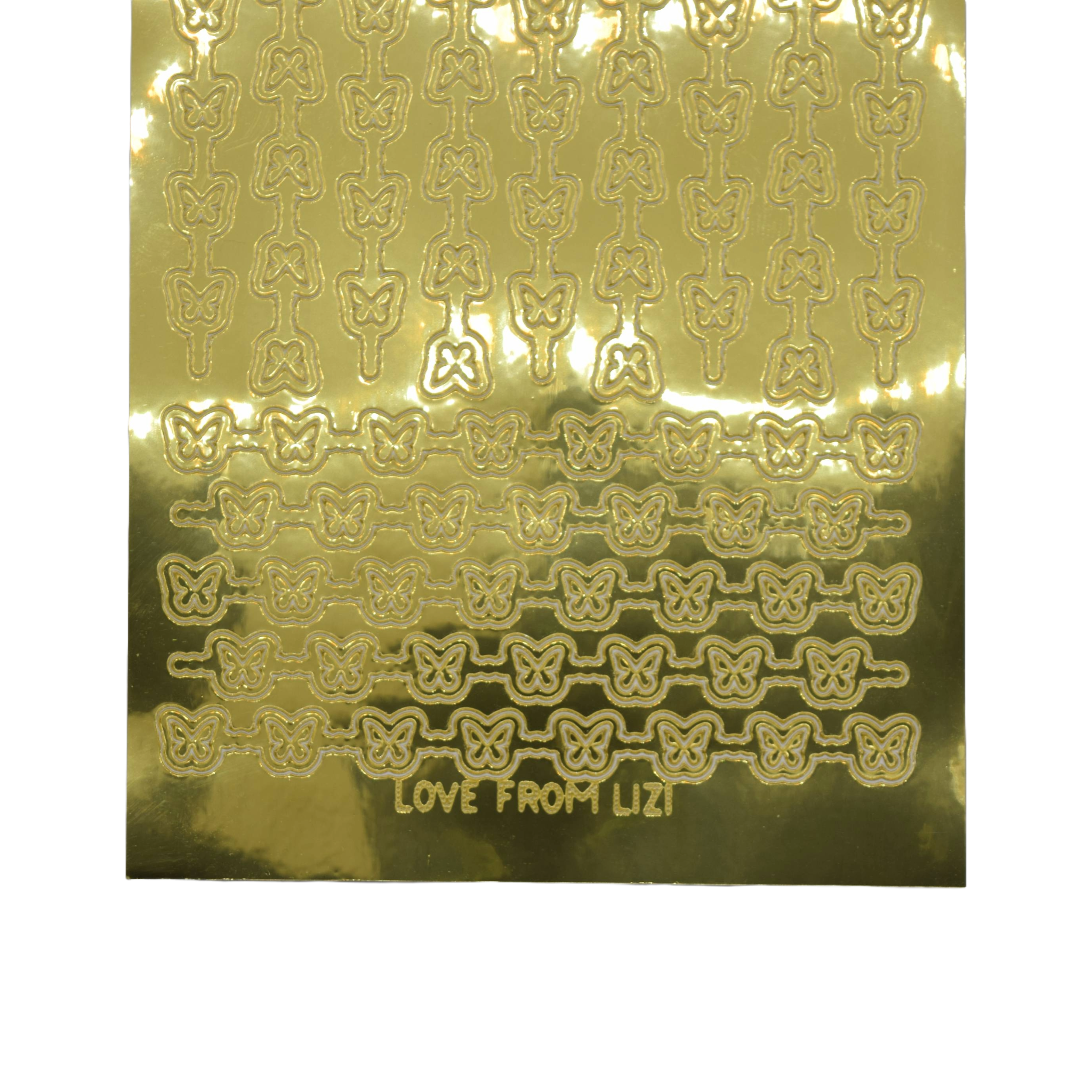 Butterfly Border Gold Mirror Peel-Off Stickers