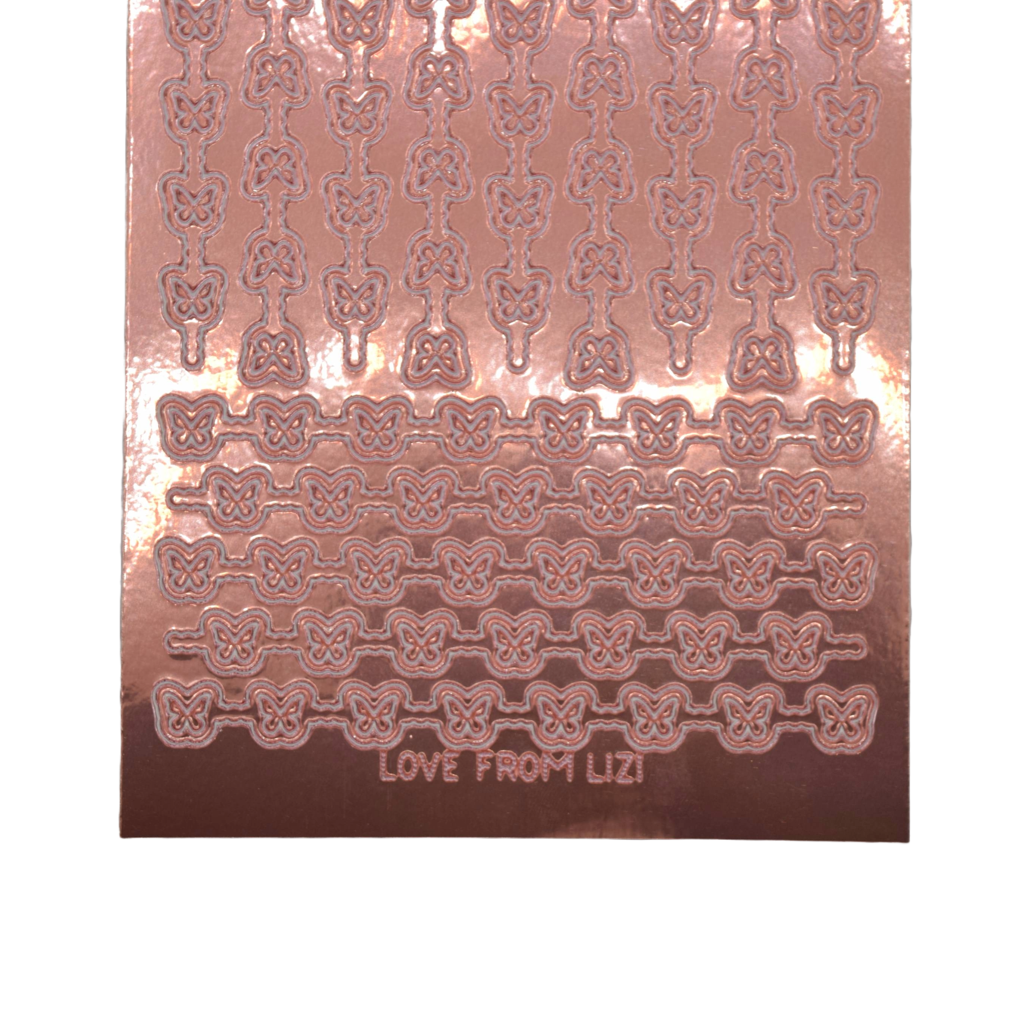 Butterfly Border Rose Gold Mirror Peel-Off Stickers