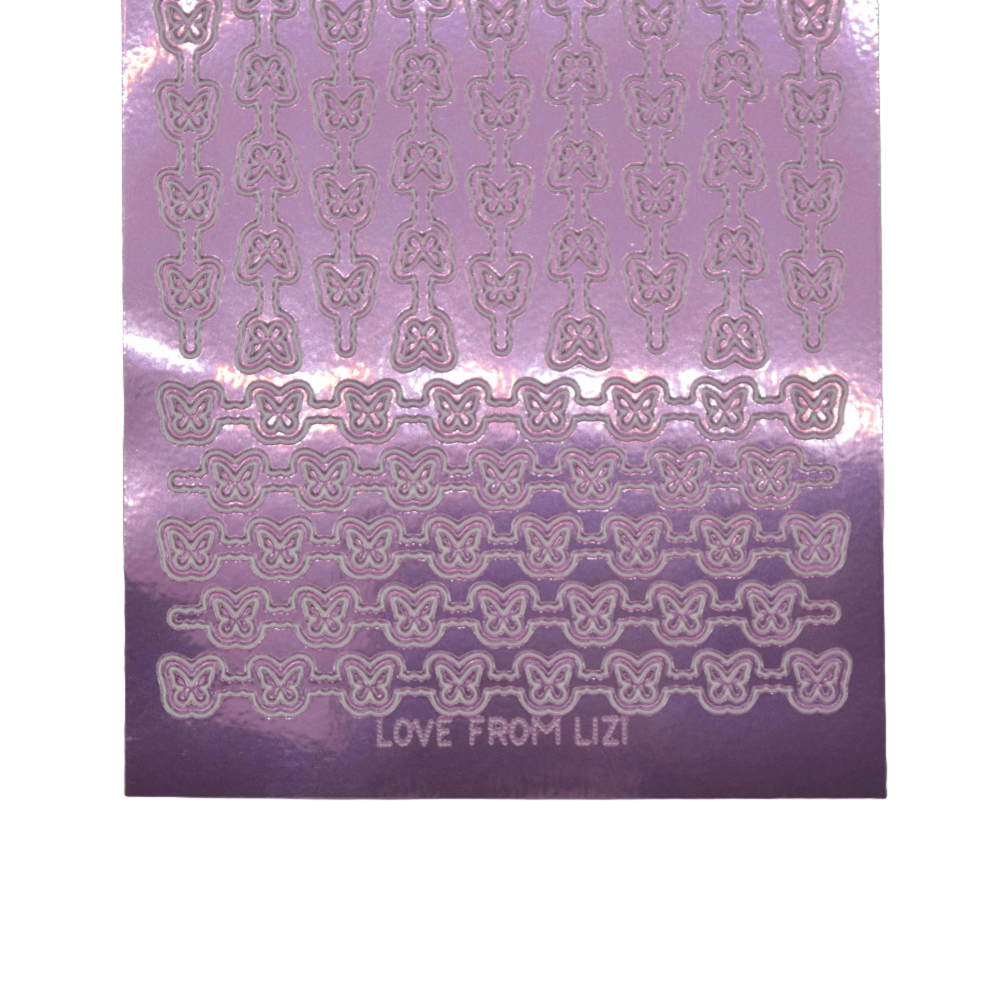 Butterfly Border Lilac Mirror Peel-Off Stickers