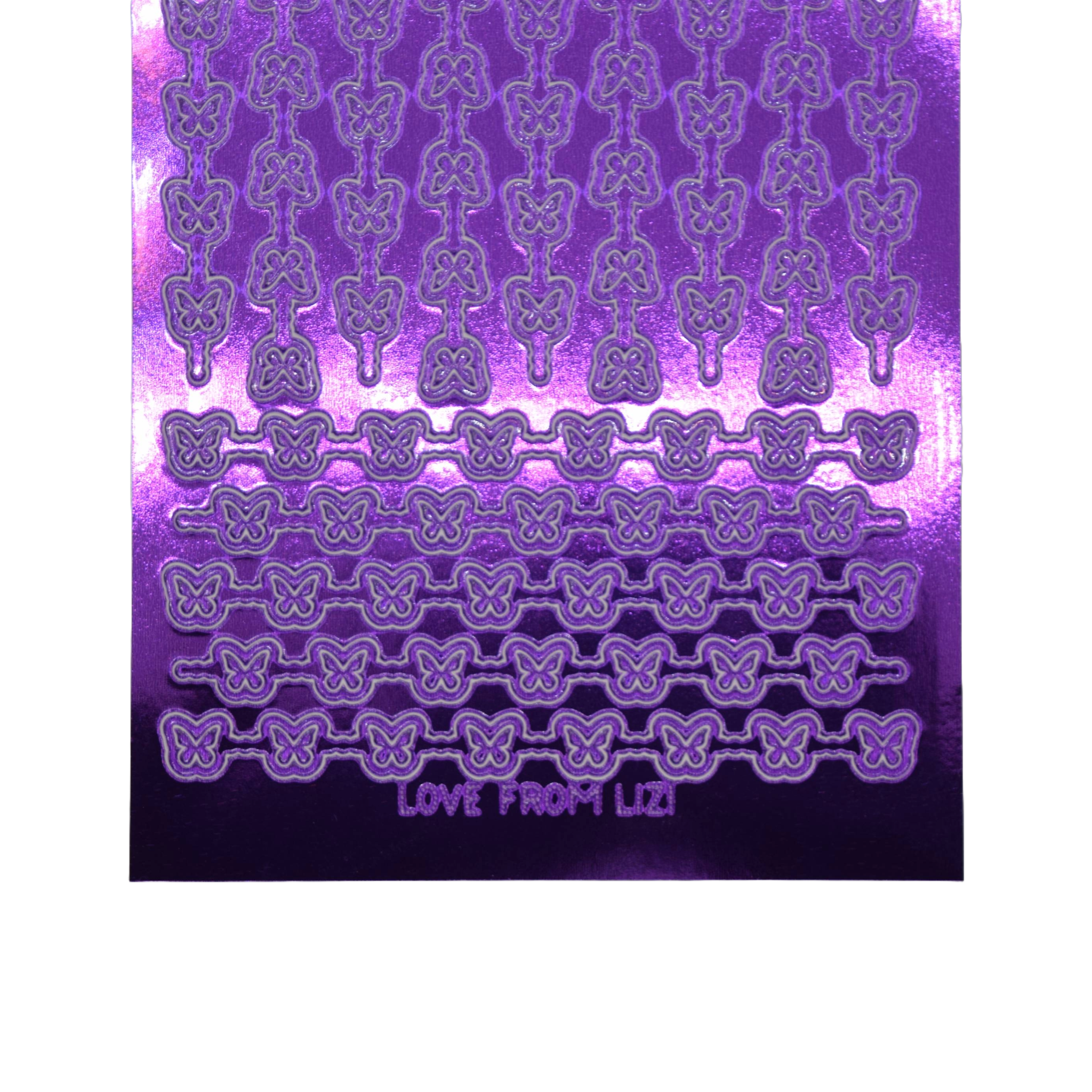 Butterfly Border Purple Mirror Peel-Off Stickers