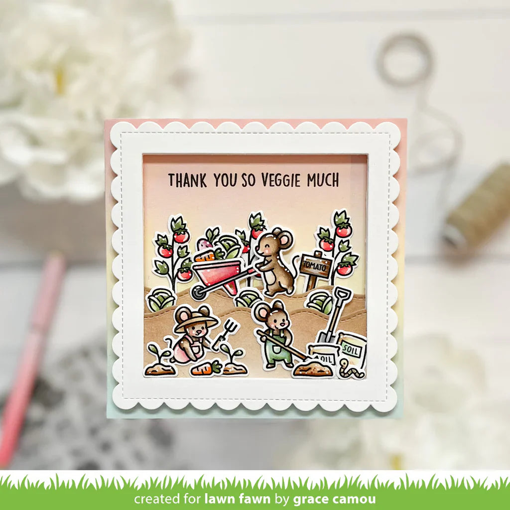 Veggie happy Stamps and Dies Bundle by Lawn Fawn